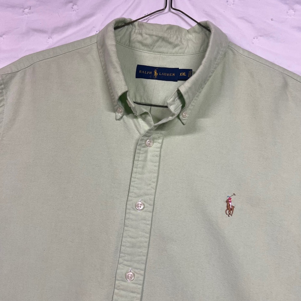 Polo Ralph Lauren Mens XXL Green Short Sleeve Cotton Oxford Button Down Shirt
